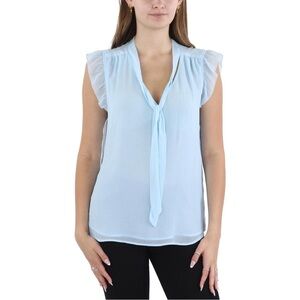 Calvin Klein Sky Blue Tie-Front Blouse